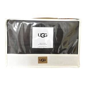 UGG Twin XL Sheet Set NWT Charcoal 100% Cotton 300 Thread Count Cozy Timeless